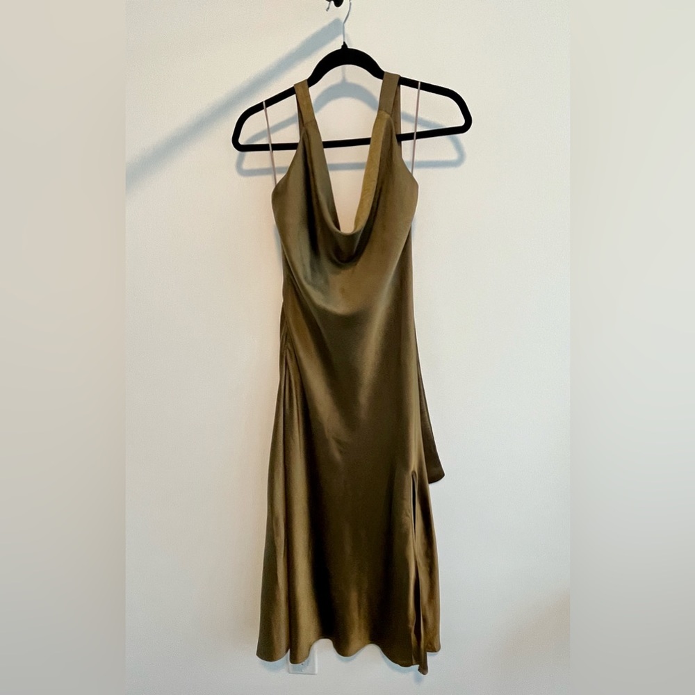 Oliver Satin Cowl Neck Halter Dress